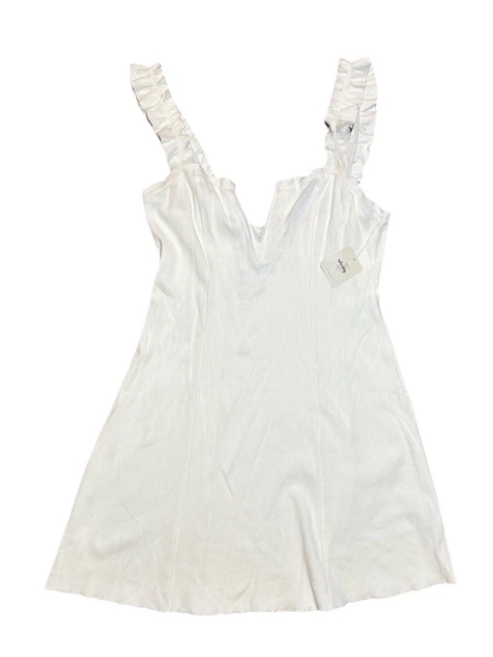 Free People Intimately NWT Ribbed Ruffle V Neck Sleeveless Medium Dress